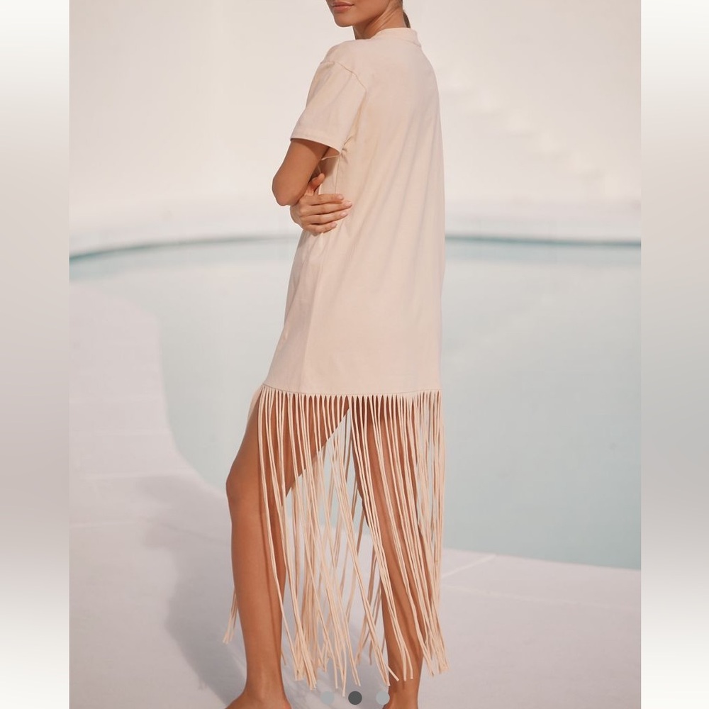 New FARM Rio x Anthropologie Tropical Fringe Short Sleeve Dress - Picture 2 of 3